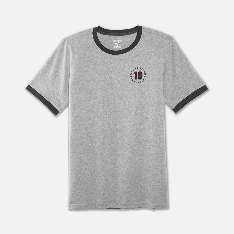 Brooks Run Happy Graphic - Mens Short Sleeve Running Shirt - Grey (83754HKNF)